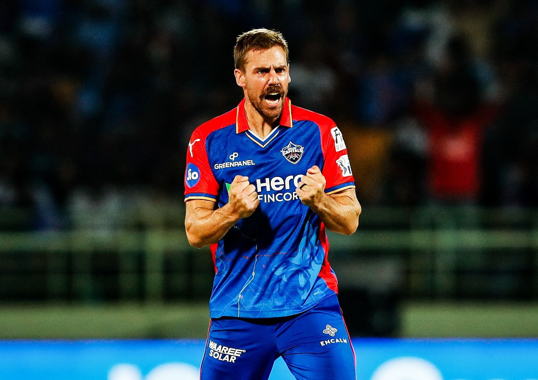 Anrich Nortje took 3 scalps but leaked 59 in 4 overs.